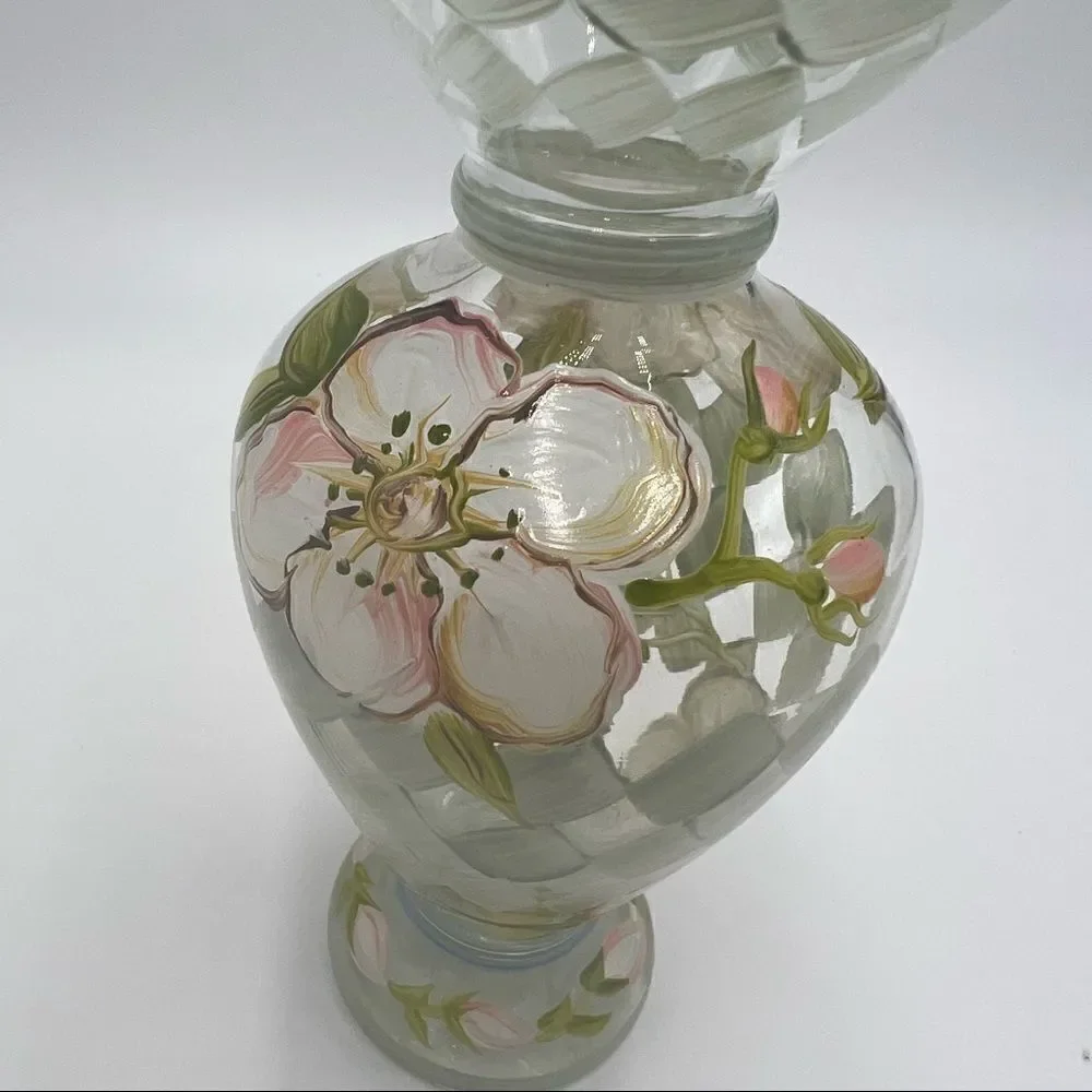 Tracy Porter Small Hand-painted Harlequin and Floral Glass Vase